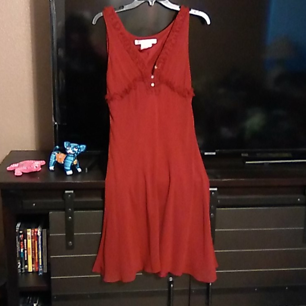 Red silk dress